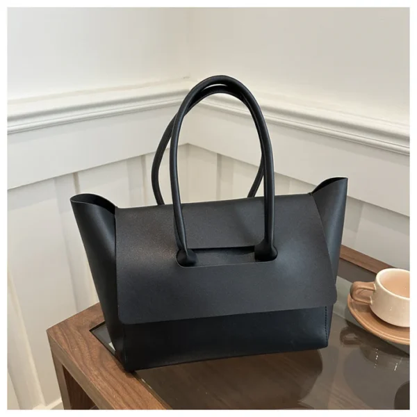 Luxury Large Tote Black Handbag for Women Best Hand Made PU Leather Bag