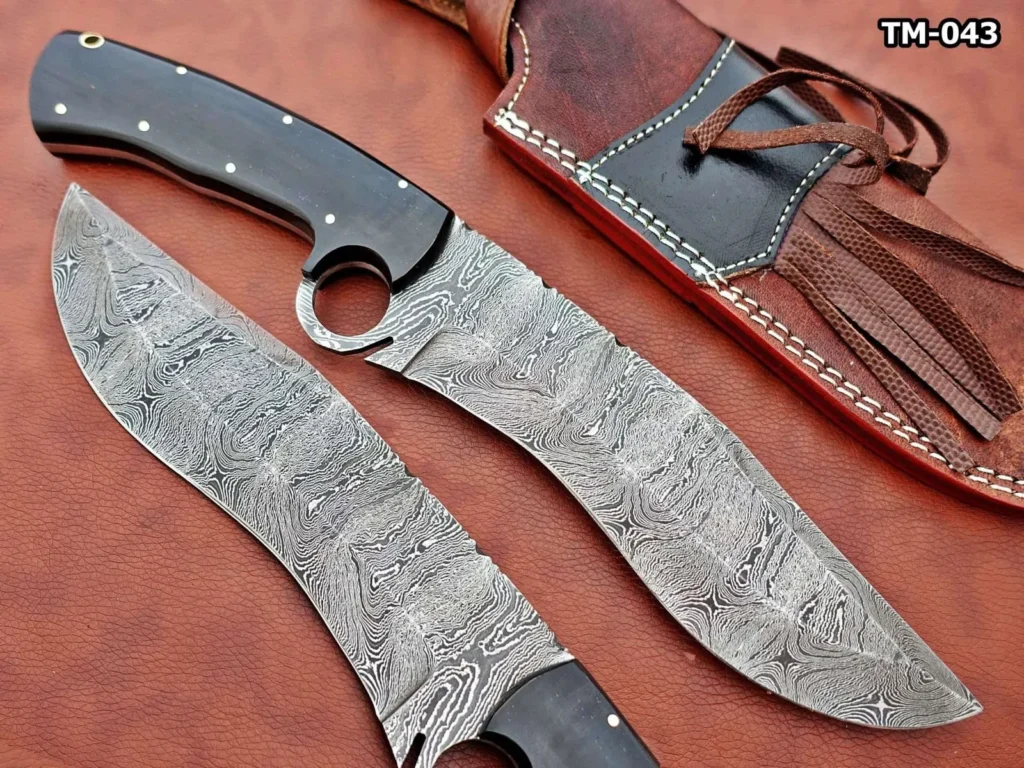 13 Damascus Steel Nessmuk Machete with Leather Sheath