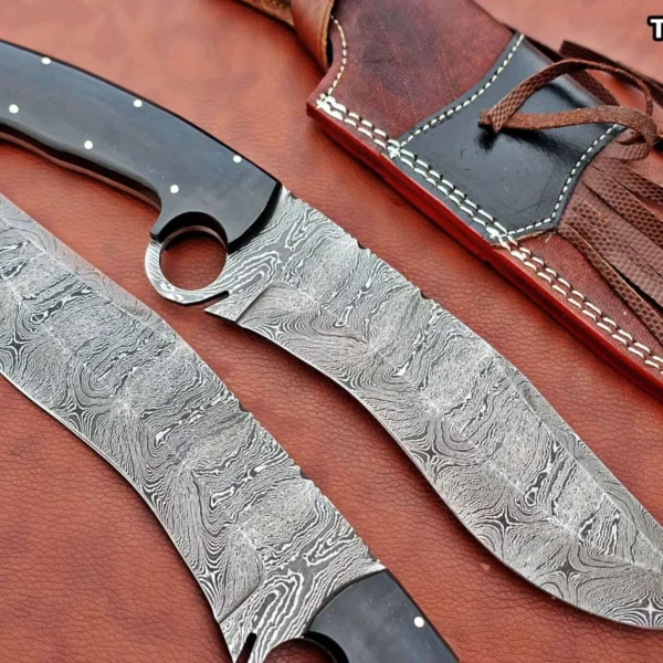 13" Damascus Steel Nessmuk Machete with Leather Sheath