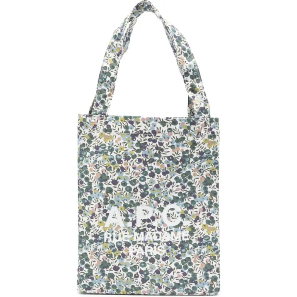 A.P.C. floral tote bag featuring elegant print, spacious interior, and modern designer style perfect for daily use and casual wear