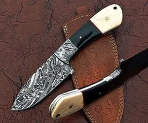 9” Damascus Skinning Knife with Camel Bone Handle