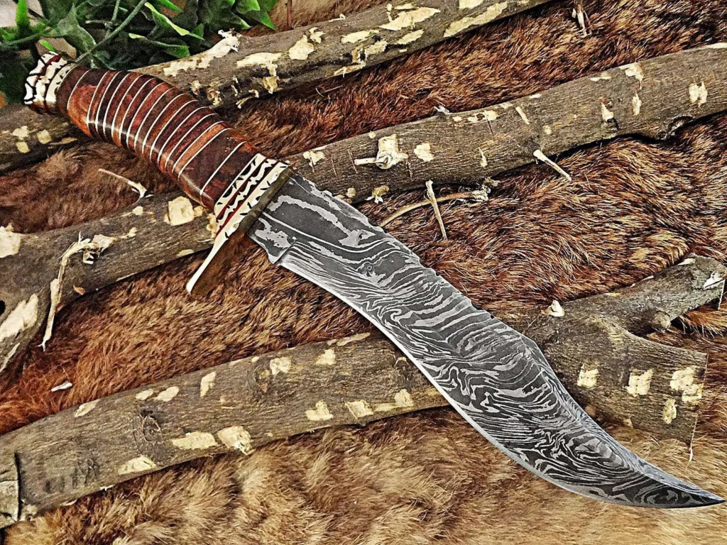 12.5" Hand Forged Damascus Hunting Bowie Knife