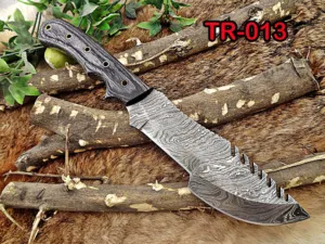 13" Hand Forged Damascus Tracker Knife with Sheath