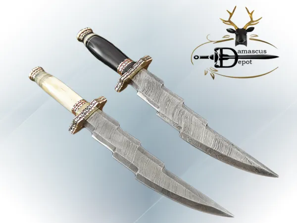 14.5” Hand Forged Damascus Zig Zag Knife with Sheath
