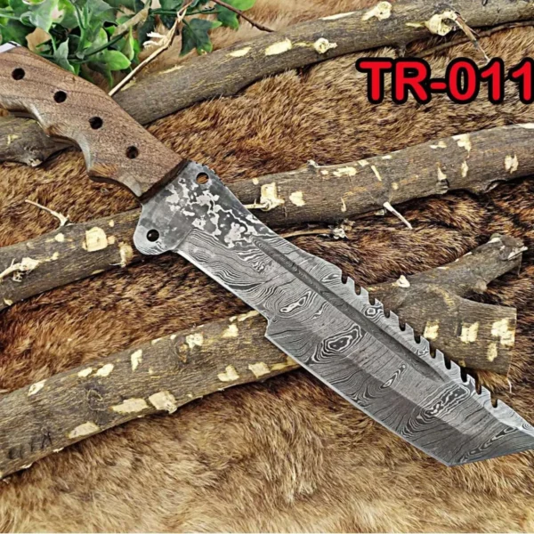 14 Damascus Tracker Knife with Rose Wood Handle