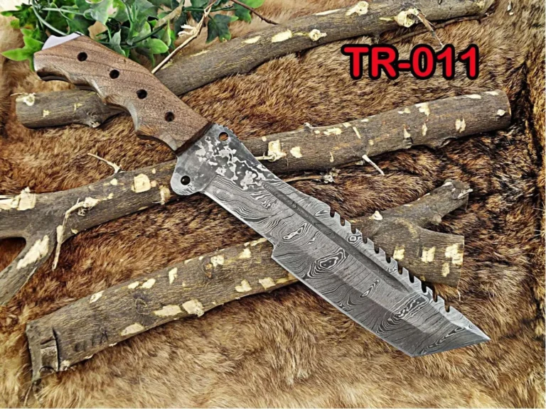 14 Damascus Tracker Knife with Rose Wood Handle