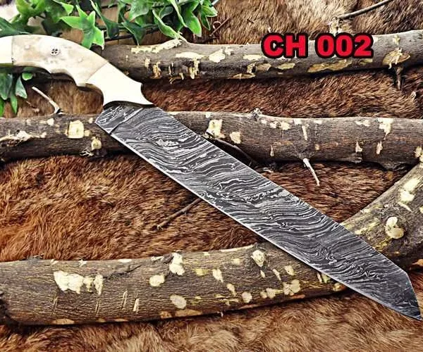 13" Custom Damascus Kitchen Knife with Camel Bone Handle