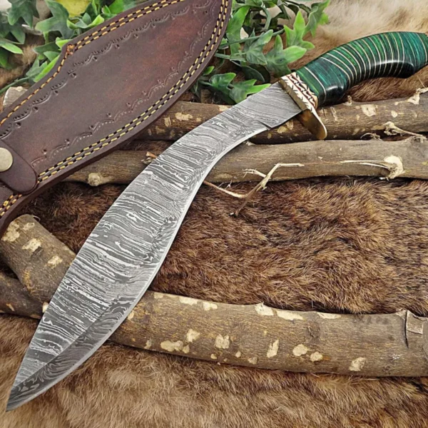 15" Hand Forged Damascus Dagger Knife with Sheath